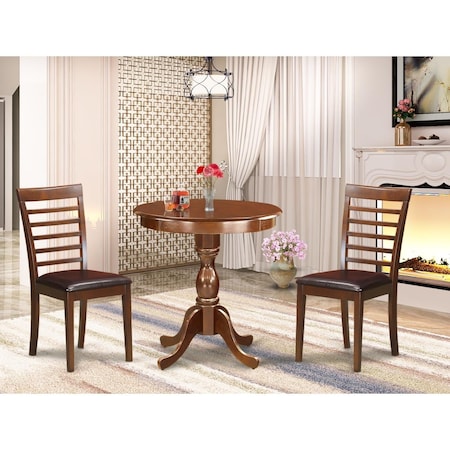 East West Furniture 3 Piece Eden Kitchen Dining Set - Mahogany ESML3-MAH-LC